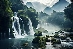 瀑布自然河谷摄影图