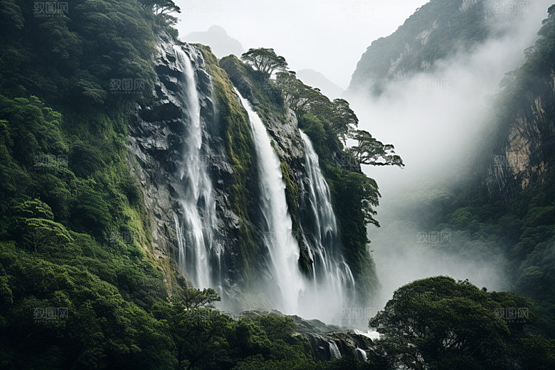 瀑布景点旅游摄影图