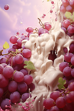葡萄汁葡萄牛奶高清摄影图