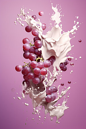 葡萄汁高清果汁飞溅摄影图