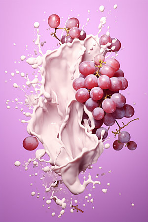 葡萄汁果汁飞溅创意摄影图