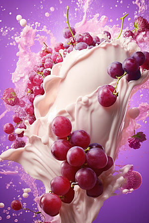 葡萄汁奶昔果汁飞溅摄影图