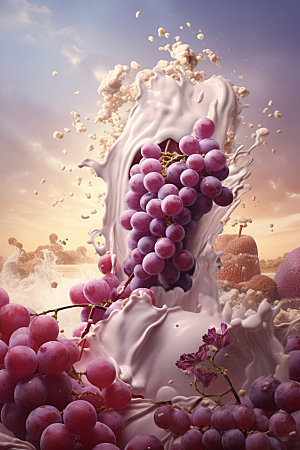 葡萄汁葡萄牛奶高清摄影图