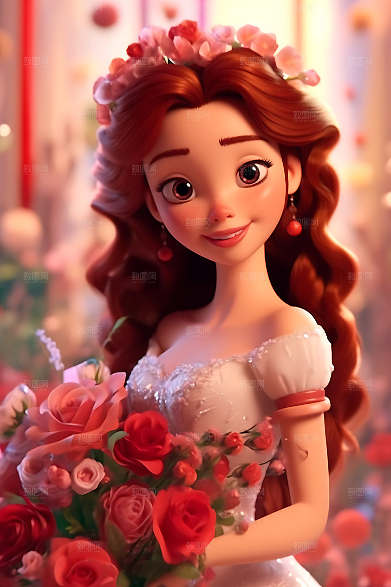 卡通婚礼夫妻人物插画