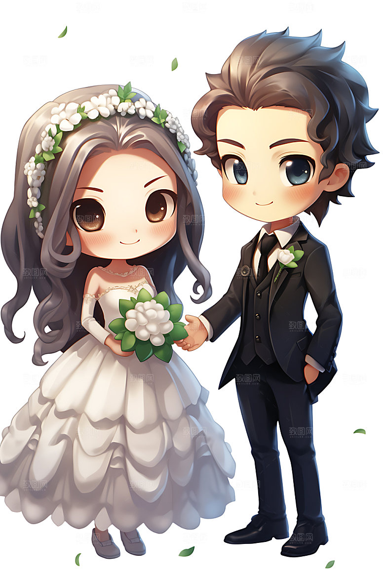 卡通婚礼Q版唯美插画