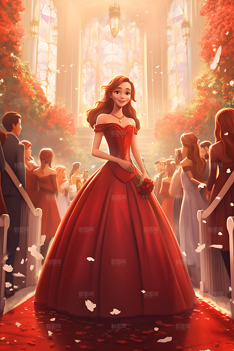 卡通婚礼夫妻情侣插画