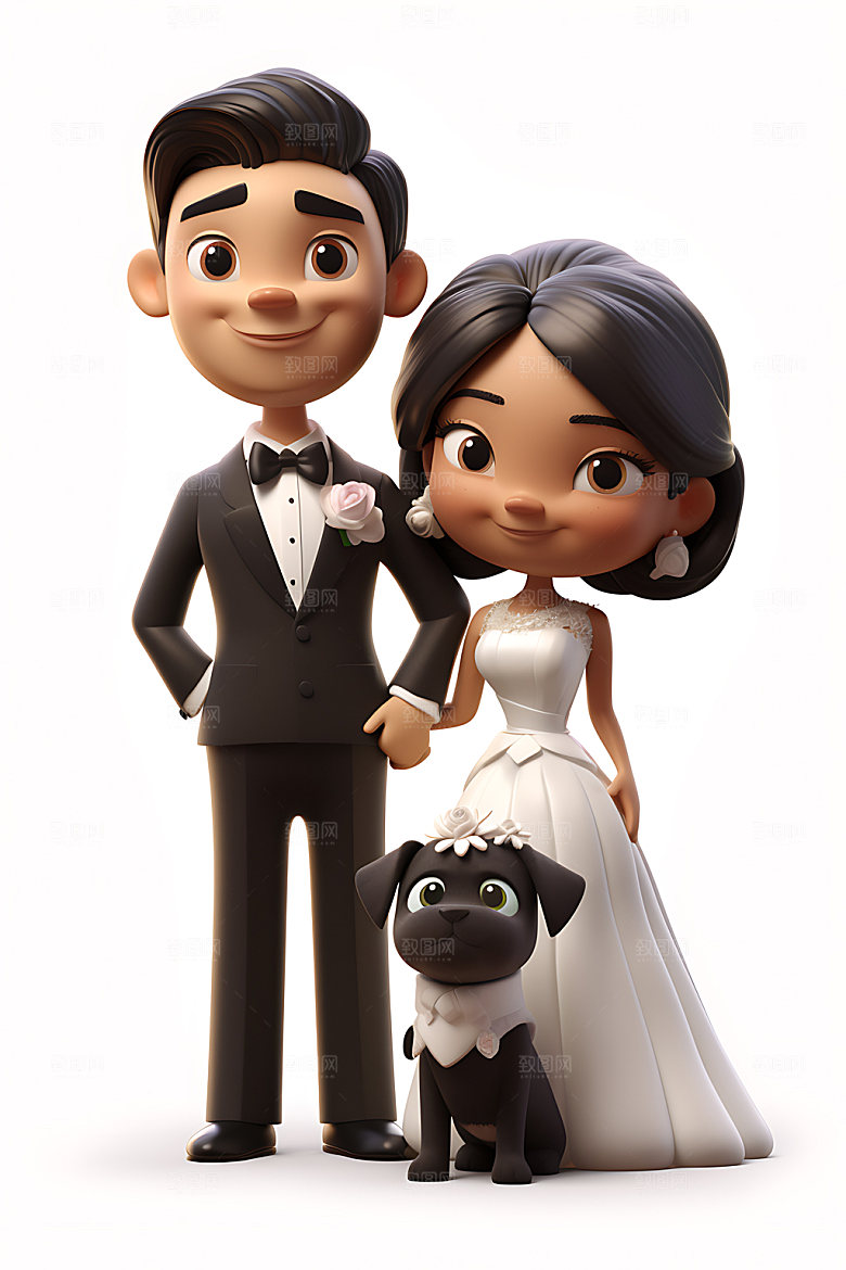 卡通婚礼人物甜蜜插画