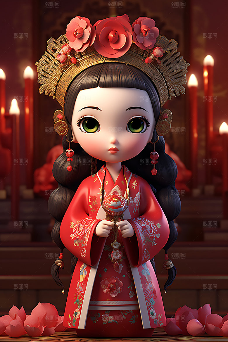 卡通婚礼浪漫情侣插画