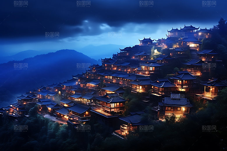 千户苗寨景区风光摄影图