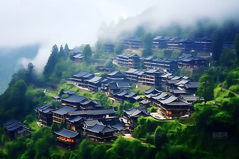 千户苗寨少数民族景区摄影图