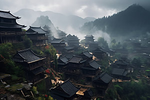 千户苗寨贵州旅游自然摄影图