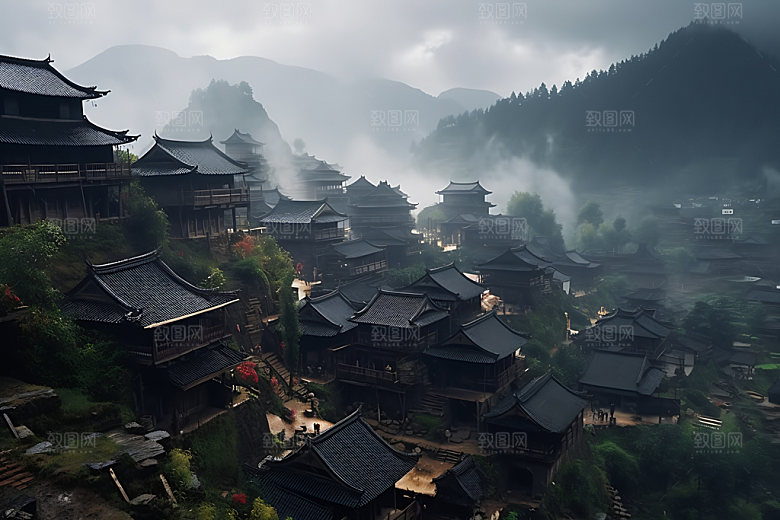 千户苗寨贵州旅游自然摄影图