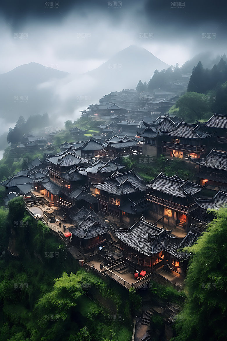 千户苗寨少数民族贵州旅游摄影图