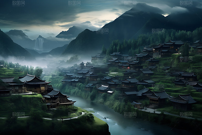 千户苗寨风光景区摄影图