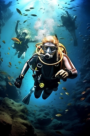 潜水海底世界珊瑚礁摄影图