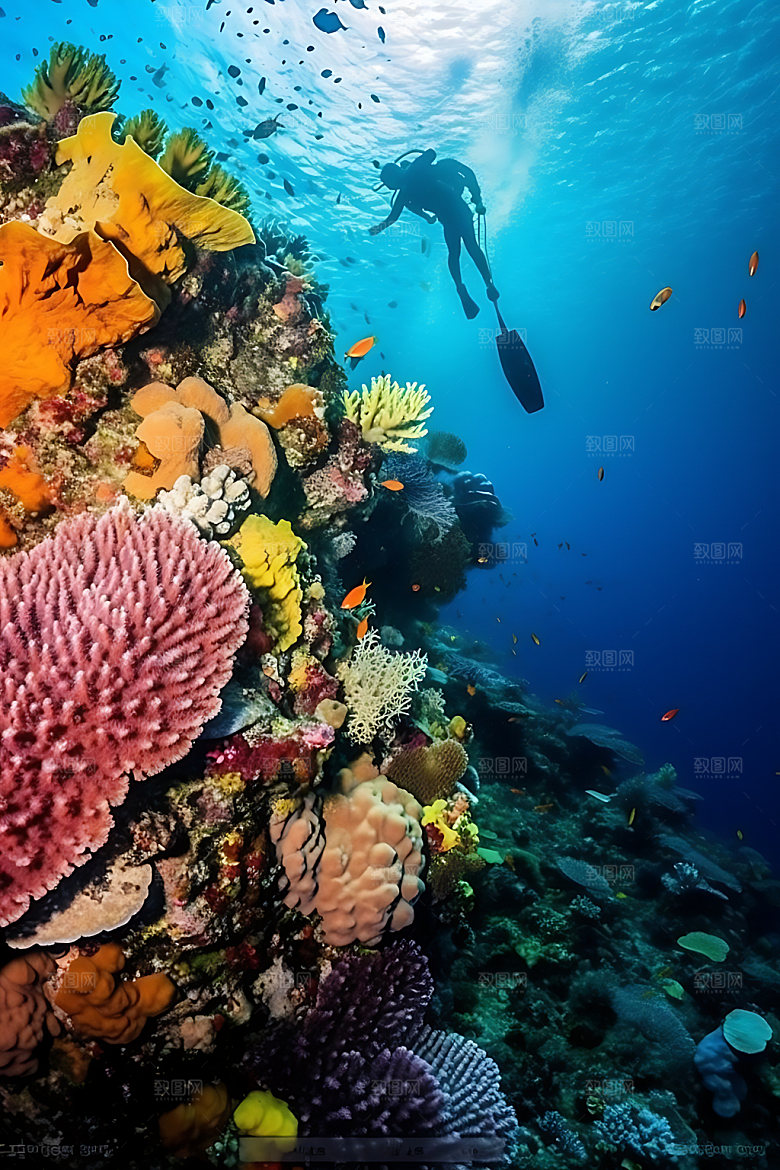 潜水浮潜珊瑚礁摄影图