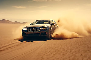沙漠汽车沙漠穿梭高清摄影图