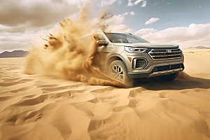 沙漠汽车沙漠穿梭越野车摄影图