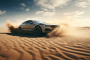 沙漠汽车高清沙漠穿梭摄影图