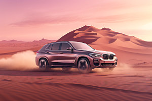 沙漠汽车汽车广告西北摄影图