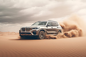沙漠汽车穿越汽车广告摄影图