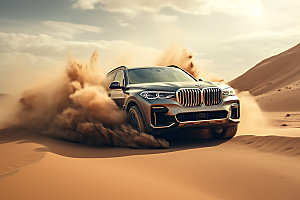 沙漠汽车穿越沙漠穿梭摄影图