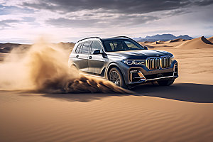 沙漠汽车高清大漠摄影图