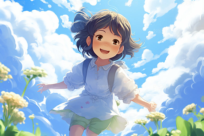 骑电动车唯美场景插画