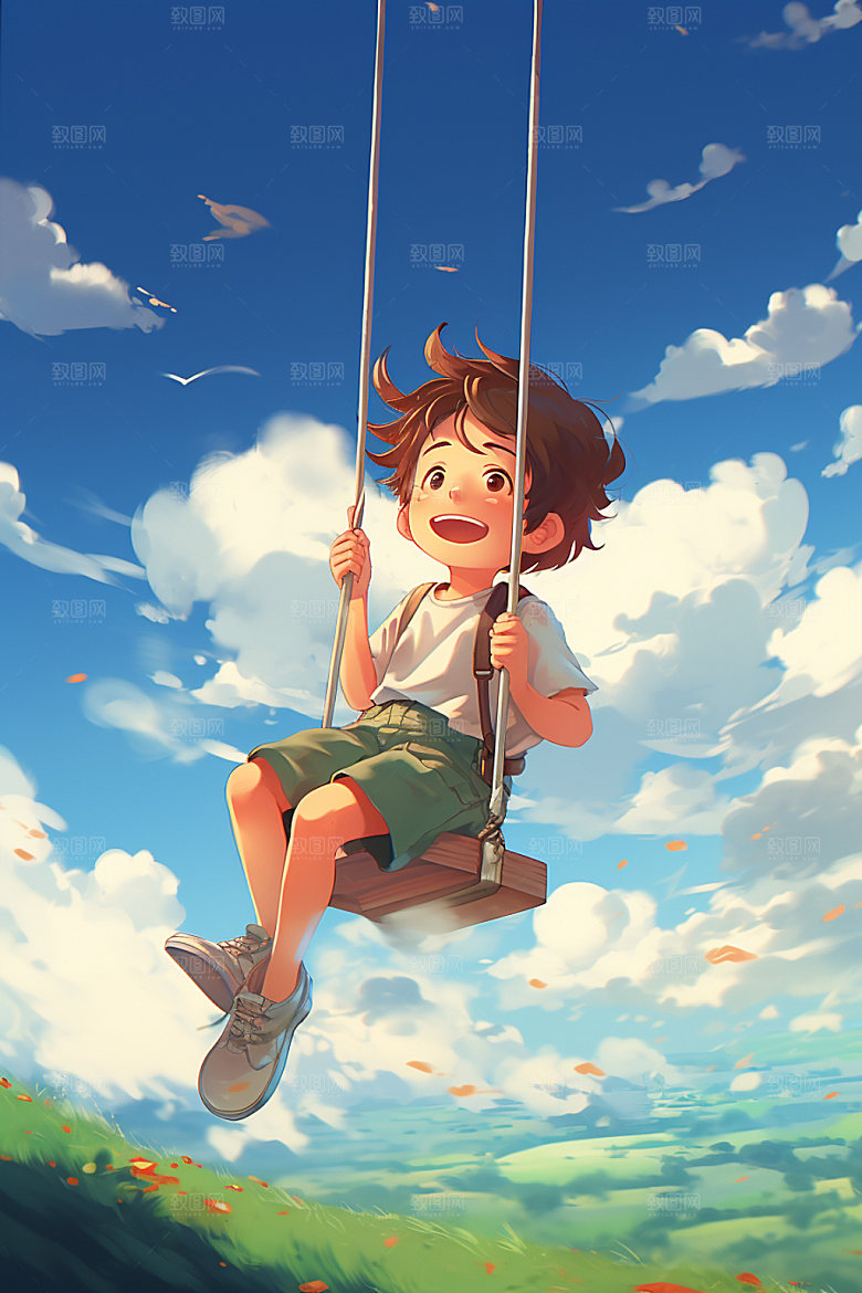 骑电动车唯美人物插画