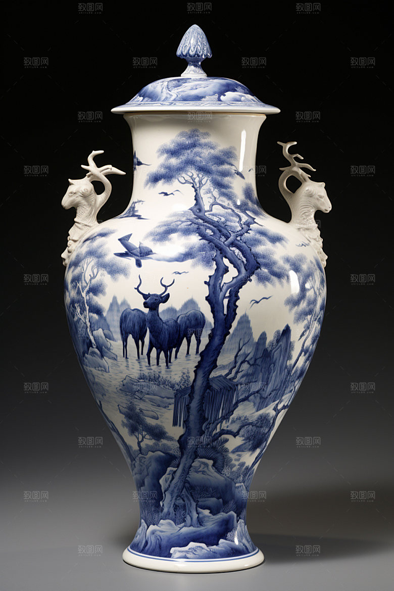 青花瓷历史文化艺术品摄影图