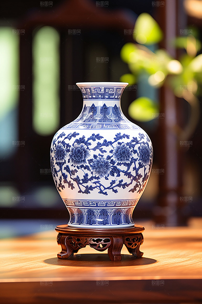 青花瓷精美历史文化摄影图