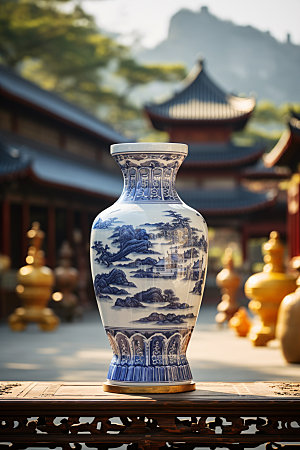 青花瓷瓷器陶瓷摄影图