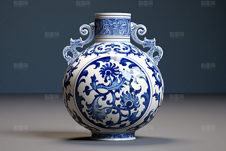 青花瓷瓷器高清摄影图