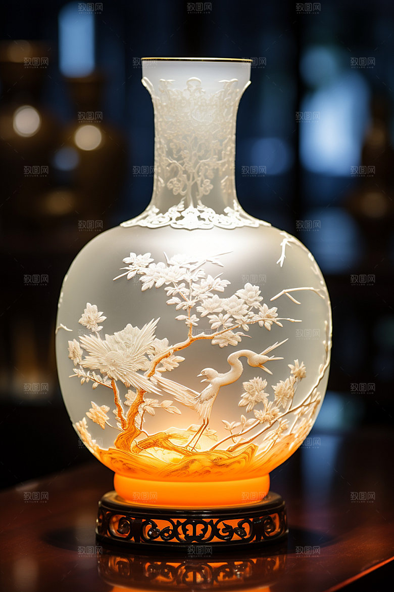 青花瓷藏品历史文化摄影图