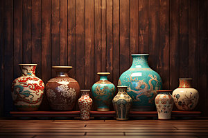 青花瓷艺术品历史文化摄影图