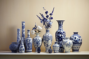 青花瓷陶瓷博物馆文物摄影图