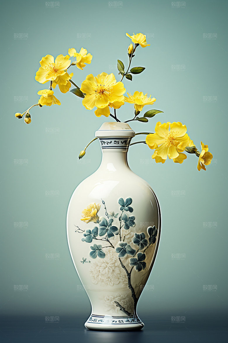 青花瓷博物馆文物藏品摄影图