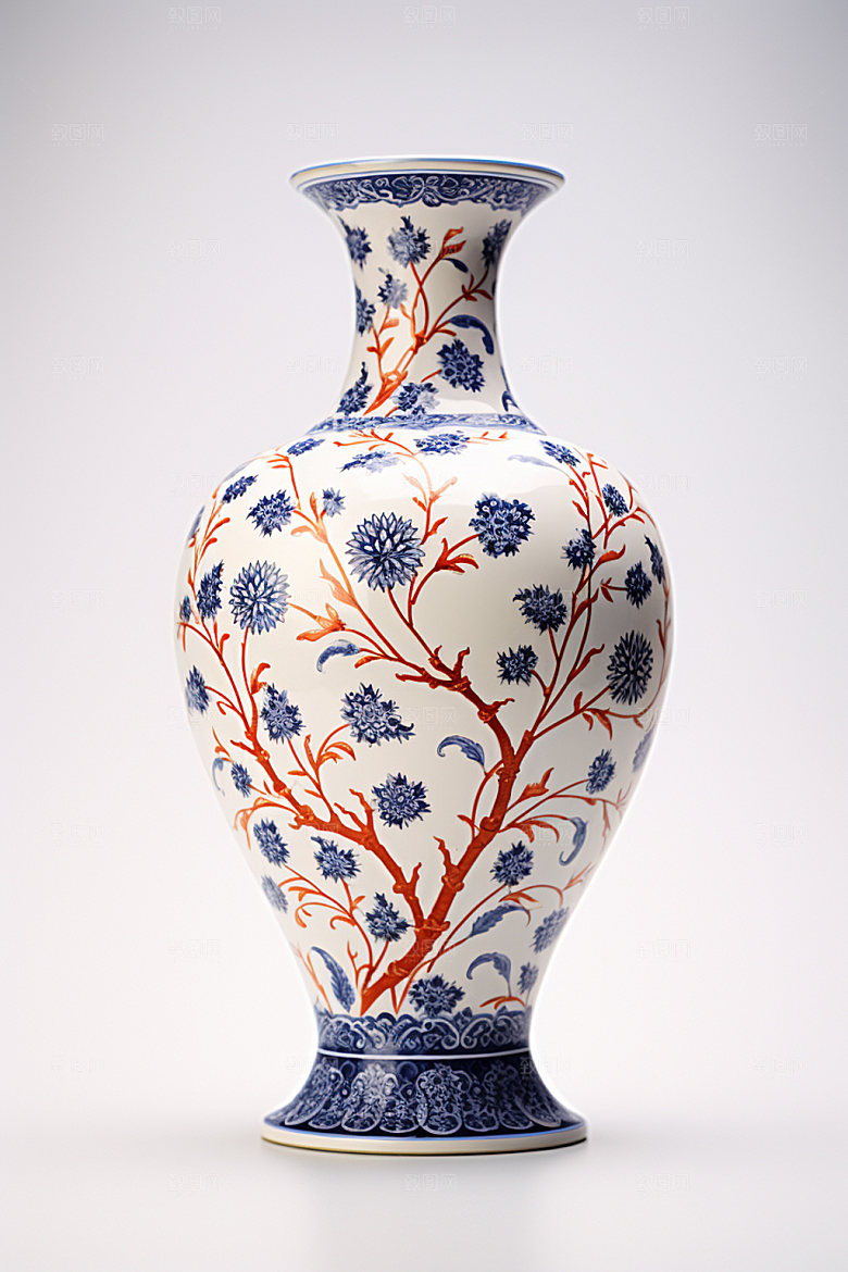 青花瓷精美艺术品摄影图