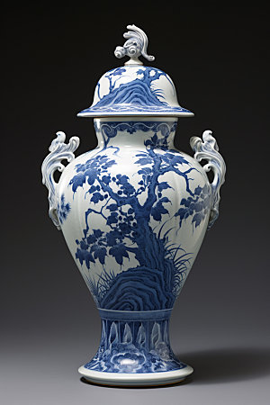 青花瓷瓷瓶历史文化摄影图