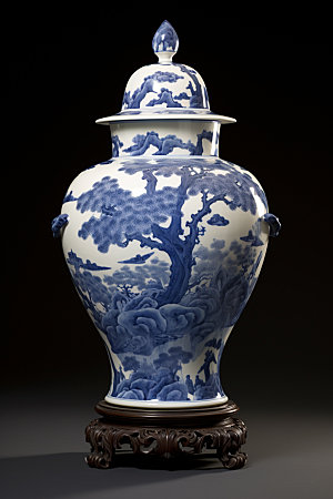 青花瓷陶瓷藏品摄影图