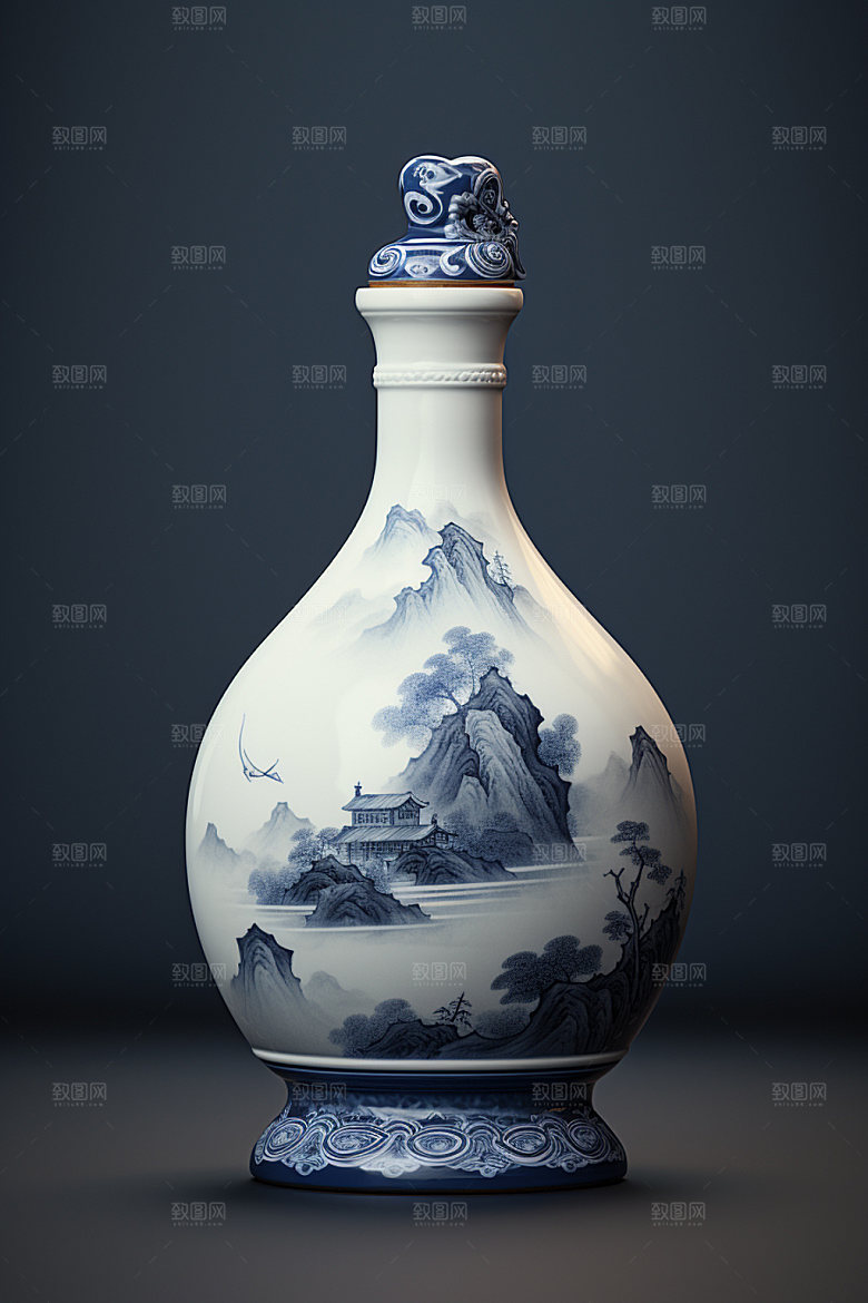 青花瓷博物馆文物瓷器摄影图