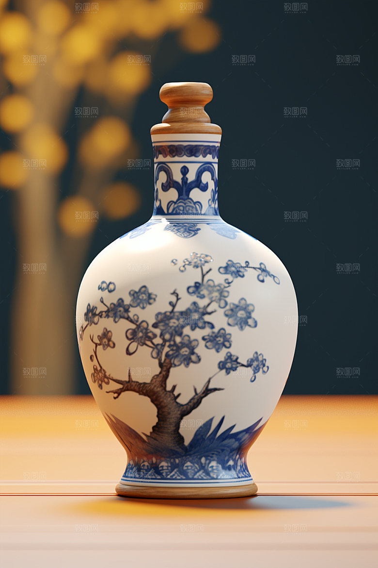 青花瓷藏品精美摄影图