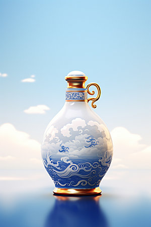 青花瓷精美瓷瓶摄影图