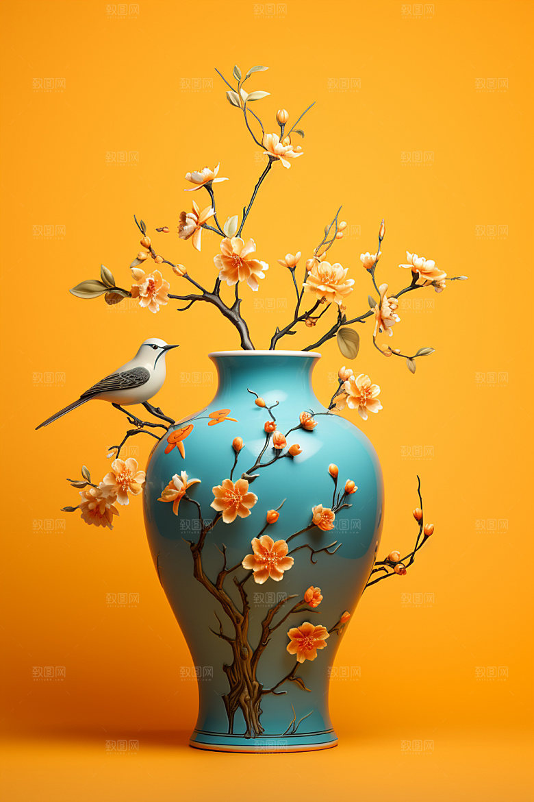 青花瓷藏品陶瓷摄影图