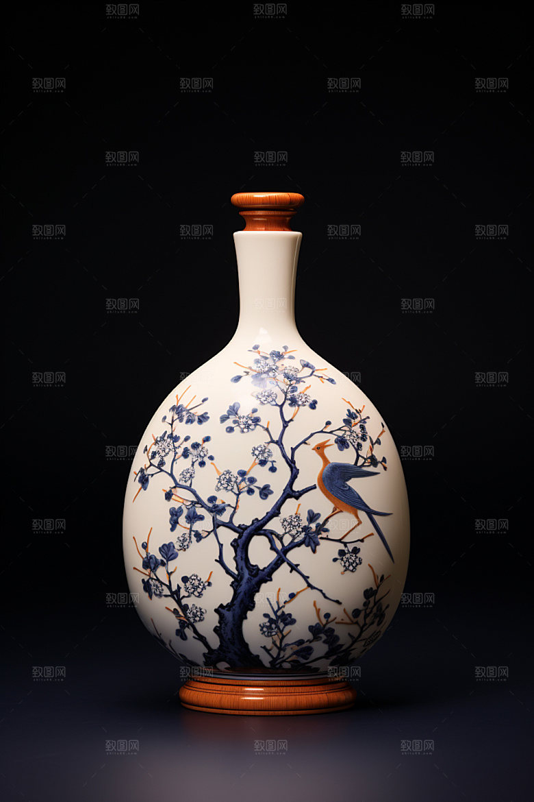 青花瓷艺术品藏品摄影图