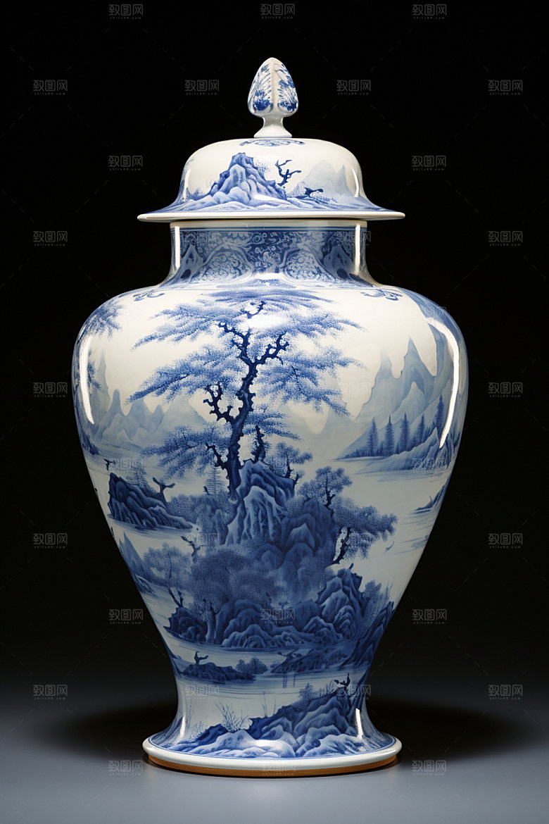青花瓷精美陶瓷摄影图