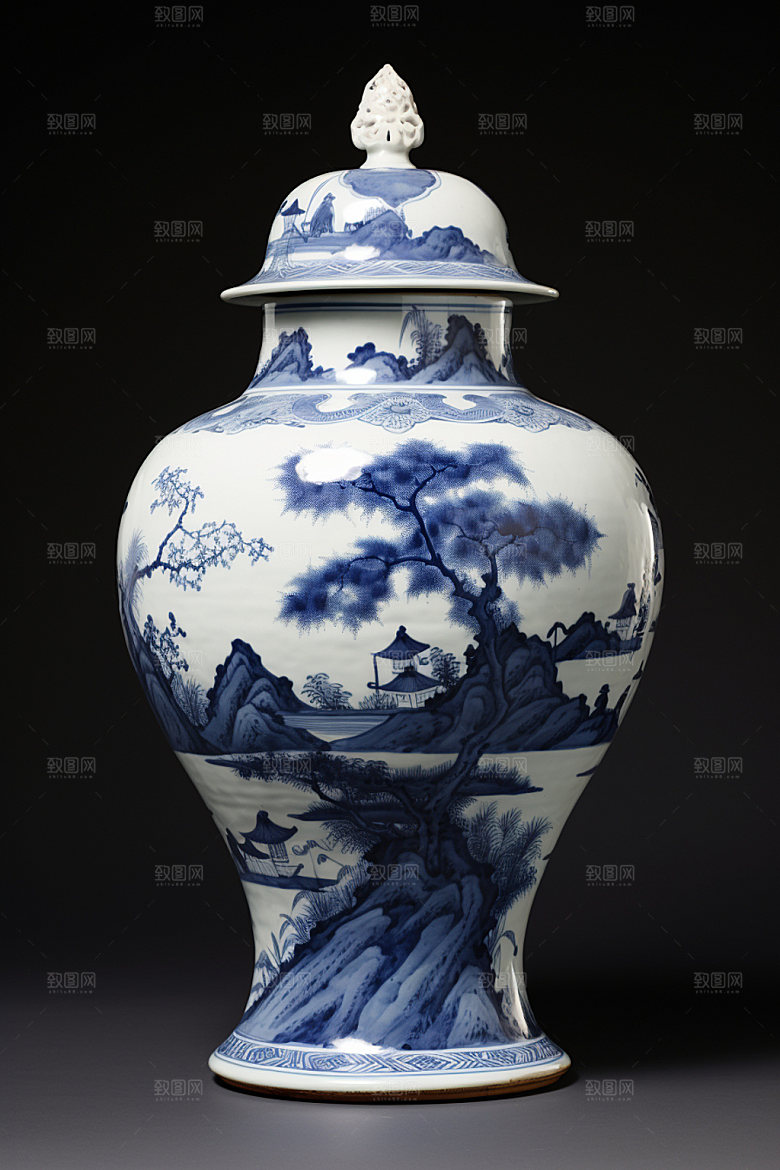 青花瓷高清藏品摄影图