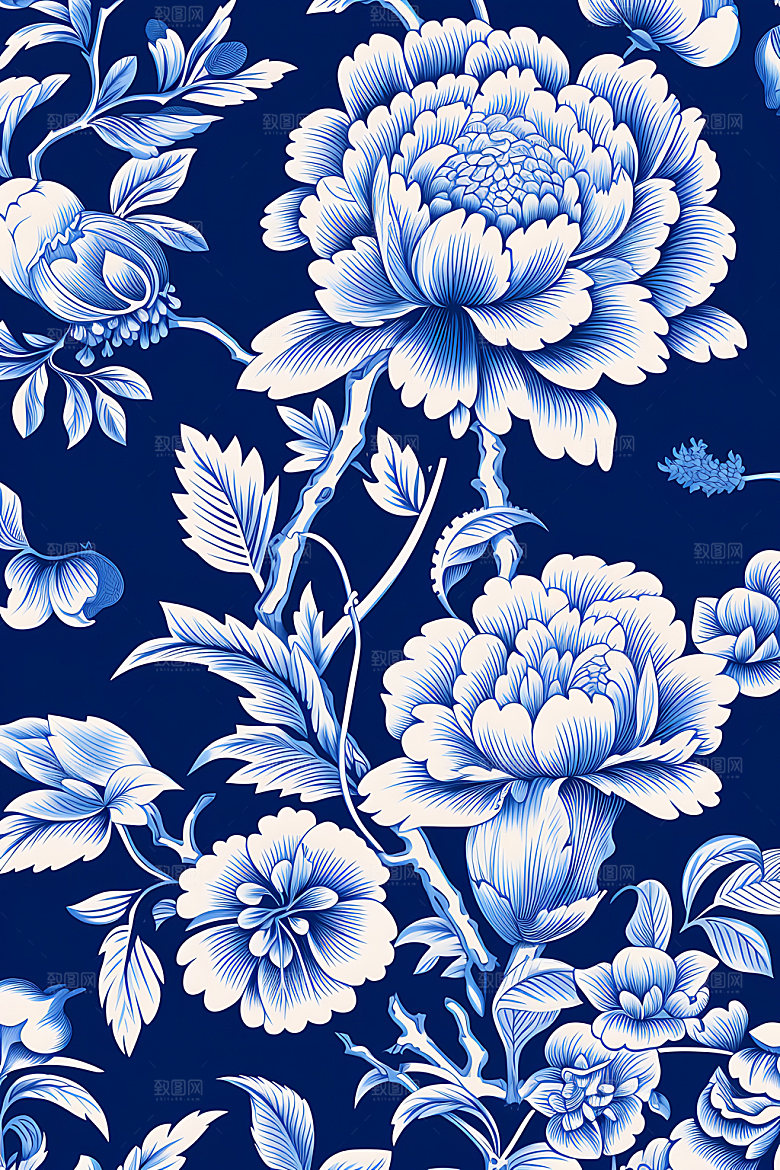 青花瓷传统花纹中国风底纹
