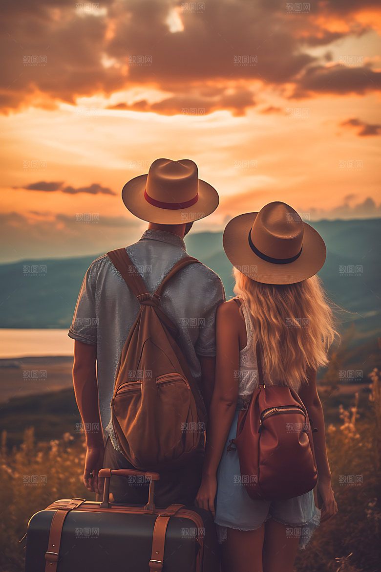 情侣旅行幸福爱情摄影图