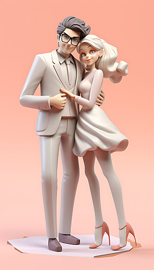 情侣立体3D人物模型